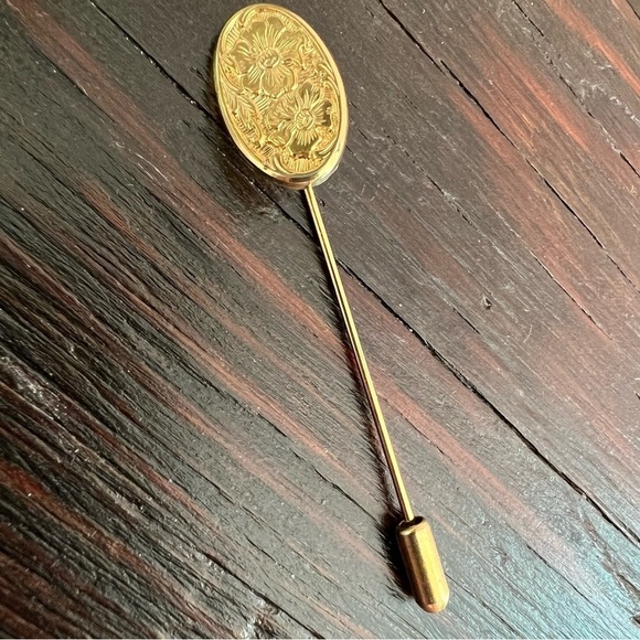 Vintage Floral Gold Tone Hat Pin 2.5" - Picture 5 of 7